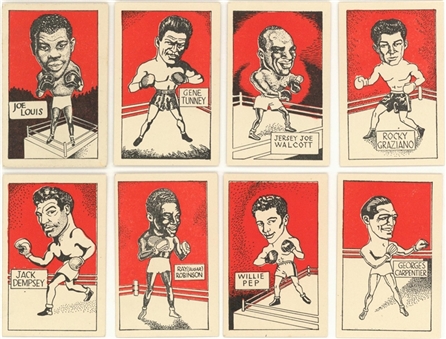 1947 D. Cummings & Son "Famous Fighters" Complete Set (64) – Featuring Joe Louis and Jack Dempsey